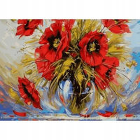 Malowanie Po Numerach Kwiaty Maki W Wazonie 40X50 Cm Na Ramie Kreatywne