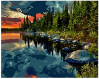 Diamentowa Mozaika Jezioro I Las Haft Kreatywny 30x40 Cm