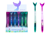 DŁUGOPIS OGON SYRENKI ZE ŚWIATŁEM, BROKATEM W WODZIE  *36 BOX  pak 864