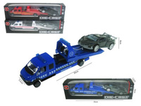 AUTO TRUCK LAWETA Z PODNOŚNIKIEM, NA WYCIĄGARCE, Z NACIĄGIEM,OTWIERANE DZWI, MIX KOLORÓW/MIX AUTEK