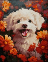 Diamentowa Mozaika Piesek Szczeniak W Kwiatach 30X40 Cm Kreatywne Diamenty