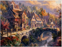 Malowanie Po Numerach Górskie Miasteczko Nad Wodą 50x40 Z Ramą