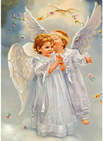 Diamentowa Mozaika Dwa Aniołeki Haft Kreatywny 30x40 Cm