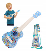 Ukulele Zabawkowe Niebieskie W Wzory Nauka Gry Na Instrumencie Muzycznym