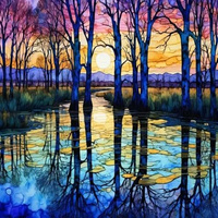 Diamentowa Mozaika Jezioro Brzeg Z Brzozami 30x40 Cm Kreatywne Diamenty