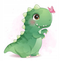 Malowanie Po Numerach Dla Dzieci Dinozaur Z Motylkiem 18x24 Cm Dla Dzieci