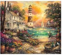 Diamentowa Mozaika Latarnia Morska 30X40 Cm Kreatywne Diamenty