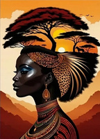 Diamentowa Mozaika Haft Diamentowy Kobieta Sawanna 30x40 Cm