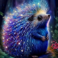 Diamentowa Mozaika Niebieski Świecący Jeżyk 30x40Cm Kreatywne Diamenty