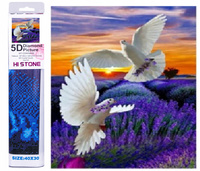 Diamentowa Mozaika Haft Diamentowy Gołębie Pokoju 30x40