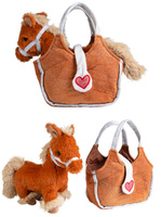 Pluszowy Konik brązowy W Torebce Do Zabawy I Opieki Przez Dzieci