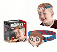 Latarka Czołówka Dla Dzieci Małpka Różne Tryby Świecenia SOS Regulowana
