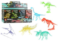 SKAMIELINA DINOZAUR MODEL SZKIELETU ŚWIECĄCY W CIEMNOŚCI, pak 384/192, 
jajko zawiera model świecący w ciemnościach do złożenia, 6 różnych wzorów szkieletów 
wymiar pudełka: 8 x 2,5 x 15 cm, 
display 24 sztuki, 
wymiary display: 32 x 15 x 20 cm,
