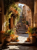 Diamentowa Mozaika Uliczka Zdobiona Kwiatami 30x40 Cm Kreatywne Diamenty