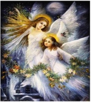 Diamentowa Mozaika Anioły Z Girlandą Kwiatową Haft Kreatywny 30X40 Cm