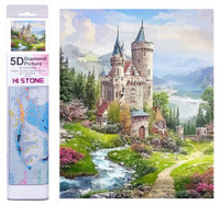 Diamentowa Mozaika Haft Diamentowy Zamek Pałac Bajkowy 30X40CM