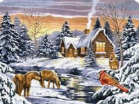 Diamentowa Mozaika Dom Nad Strumieniem Haft Kreatywny 30x40 Cm