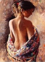 Diamentowa Mozaika Kobieta Akt Tyłem Z Kwiatami Haft 30X40 Cm