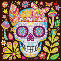 Mozaika Diamentowa 7d Haft Diamentowy Czaszka Meksykańska Mandala 30x30