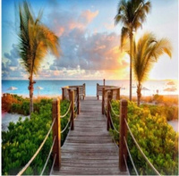 Malowanie Po Numerach Pomost, Palmy 50X40 Cm Na Ramie