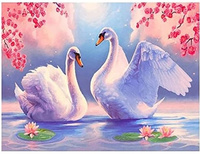 Diamentowa Mozaika Haft Łabędzie Wśród Lili 30x40cm