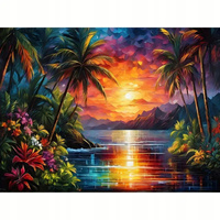 Diamentowa Mozaika Zachód Słońca Nad Rajską Zatoką Haft Kreatywny 30x40 Cm