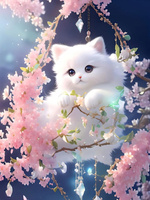 Diamentowa Mozaika Kotek Na Gałęzi Haft Kreatywny 30x40 Cm