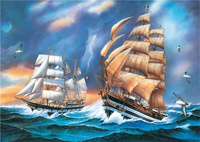 Diamentowa Mozaika Dwie Łodzie Na Morzu Podczas Sztormu 30x40 Cm Kreatywne