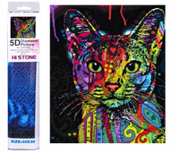 Diamentowa Mozaika Haft Diamentowy Kot Color 30x40