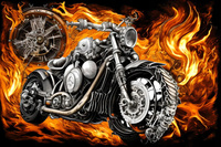 Diamentowa Mozaika Motor I Płomienie Haft Kreatywny 30x40 Cm