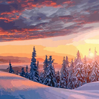 Malowanie Po Numerach Zimowy Krajobaz Ze Szlaku Zachód Słońca 50X40 Z Ramą