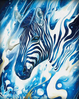 Malowanie Po Numerach Zebra Biało-Granatowa 50X40 Cm Na Ramie Kreatywne