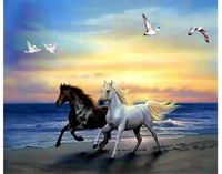 Diamentowa Mozaika Dwa Konie W Galopie 30X40 Cm Kreatywne Diamenty