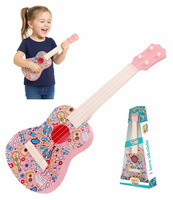 Ukulele Zabawkowe Różowe W Wzory Nauka Gry Na Instrumencie Muzycznym