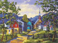 Diamentowa Mozaika Kolorowe Miasteczko W Górach Haft Kreatywny 30X40 Cm