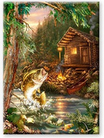 Diamentowa Mozaika Domek Nad Rzeką 30x40cm