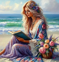 Malowanie Po Numerach Czytająca Kobieta Na Wybrzeżu 50X40 Cm Na Ramie