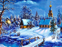 Diamentowa Mozaika Zima W Miasteczku Nad Rzeką 30x40 Cm Kreatywne Diamenty