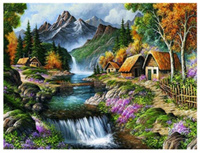 Diamentowa Mozaika Domki Nad Rzeką W Górach 30X40 Cm Kreatywne Diamenty