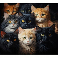 Diamentowa Mozaika Portret Kociej Rodziny Haft Kreatywny 30x40 Cm
