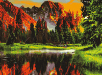 Diamentowa Mozaika Góry Nad Stawem Jesienią 30X40 Cm Kreatywne Diamenty