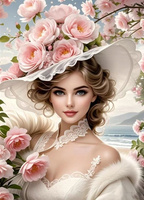 Malowanie Po Numerach Dama W Bieli Z Kwiatami 40X50 Cm Na Ramie Kreatywne