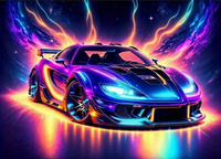 Diamentowa Mozaika Sportowe Auto Kosmiczna Aura Świecące Kolory 30x40 Cm