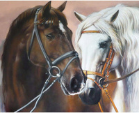 Diamentowa Mozaika Portret Dwóch Koni 30x40Cm Kreatywne Diamenty