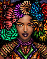 Malowanie Po Numerach Kobieta w Kwiatach 50X40 Cm Na Ramie Kreatywne