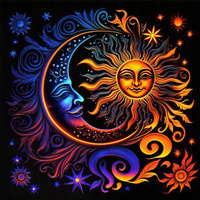 Diamentowa Mozaika Słońce I Księżyc Haft Kreatywny 30x40 Cm