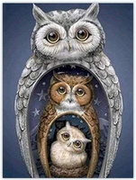 Diamentowa Mozaika Sowy Matrioszki Haft Kreatywny 30x40 Cm
