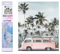 Diamentowa Mozaika Haft Diamentowy Bus Różowy Raj 30x40