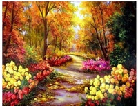 Diamentowa Mozaika Ścieżka W parku Jesienią 30x40 Cm Kreatywne Diamenty