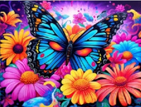 Malowanie Po Numerach Kolorowy Motyl W Kwiatach 40X50 Cm Na Ramie Kreatywne